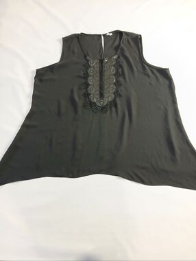Cato Sleeveless Sheer Handkerchief Hem Top